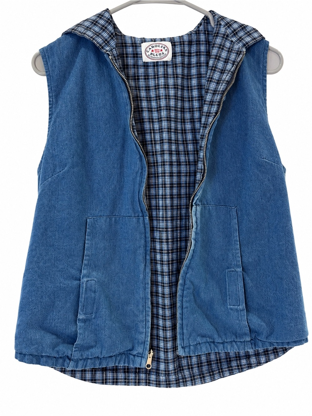 Carolina Blues Women's Blue Denim Hooded Reversible Vest
